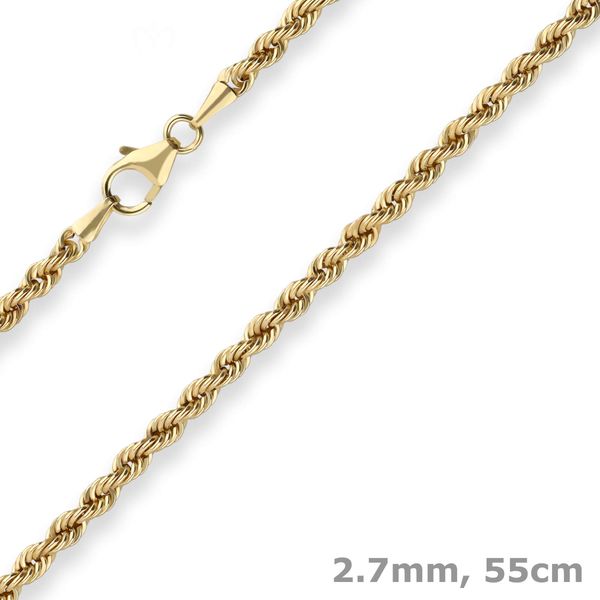 2.8mm Kordelkette hohl aus 585 Gelbgold 55cm