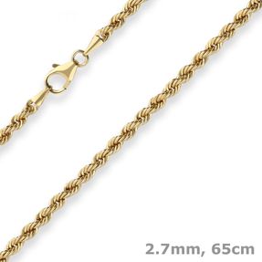 2,8mm Kordelkette Goldkette Collier Halskette aus 585 Gold Gelbgold 65cm