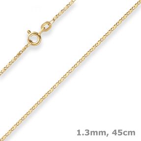 1,3mm S-Panzerkette Goldkette Collier Halskette aus 585 Gold Gelbgold 45cm