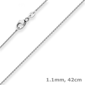 1,1mm Rund-Ankerkette Kette Collier aus 333 Gold Weißgold 42cm mit Zwischenöse