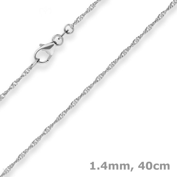 1.4mm Singapurkette aus 750 Weißgold 40cm