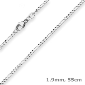 1,9mm Figarokette diamantiert Collier Halskette aus 750 Gold Weißgold 55cm 1,9mm Figarokette diamantiert Collier Halskette aus 750 Gold Weißgold 55cm