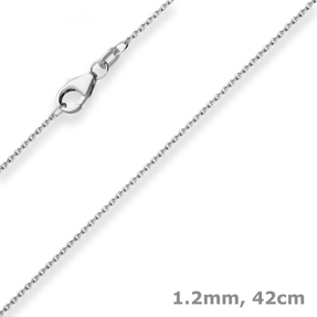 1,2mm Ankerkette flach Goldkette Collier Halskette aus 585 Gold Weißgold 42cm