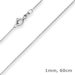 1mm Ankerkette diamantiert Kette Collier Halskette aus 585 Gold Weißgold 60cm