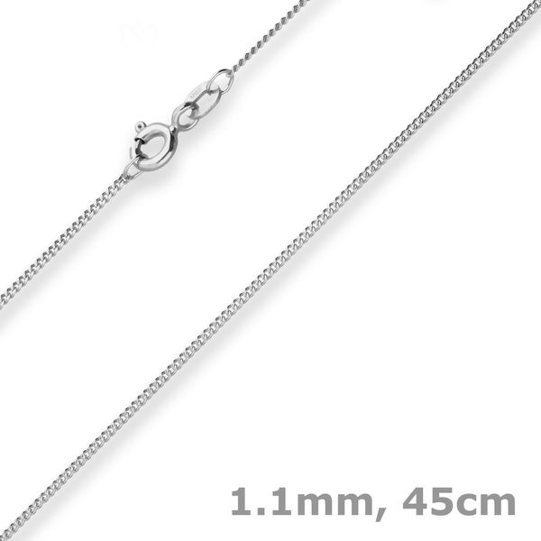 1.1mm Panzerkette aus 585 Weißgold 45cm