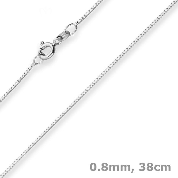 0.8mm Veneziakette aus 585 Weißgold 38cm