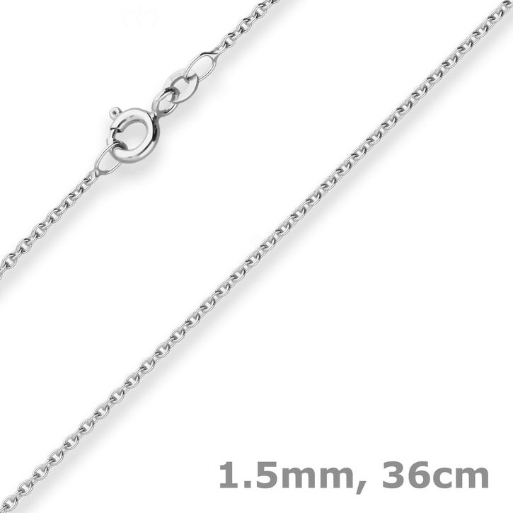 1.5mm Rund-Ankerkette aus 333 Weißgold 36cm