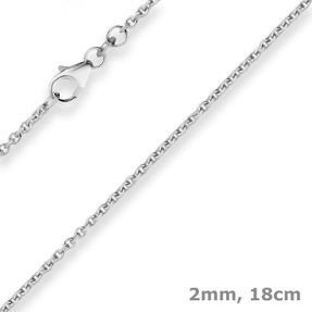2mm Armband Rund-Ankerkette Goldarmband Armschmuck aus 585 Gold Weißgold 18cm