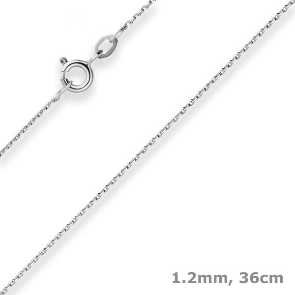 1mm Ankerkette diamantiert aus 585 Weißgold 36cm