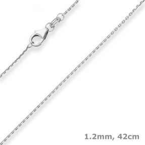 1mm Ankerkette diamantiert Kette Collier Halskette aus 333 Gold Weißgold 42cm