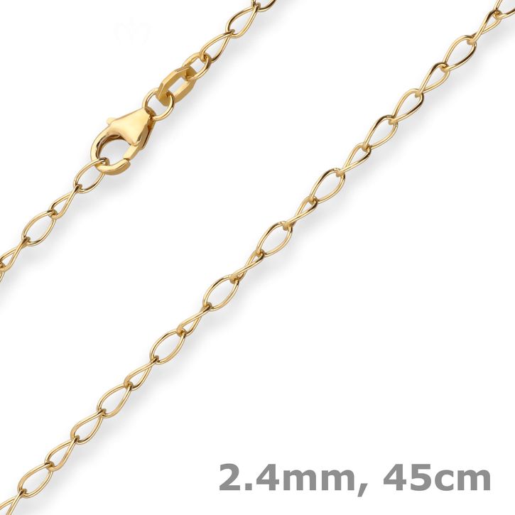 2.4mm Ankerkette weit aus 585 Gelbgold 45cm