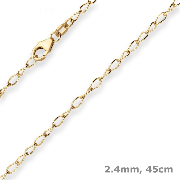 2.4mm Ankerkette weit aus 585 Gelbgold 45cm