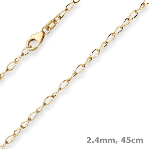 2.4mm Ankerkette weit aus 585 Gelbgold 45cm