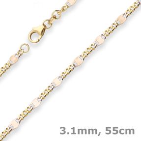 3,1mm Panzerstegkette Goldkette Collier Halskette aus 585 Gold Gelbgold 55cm