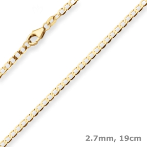 2,7mm Armband Panzerkette weit Goldarmband Armschmuck aus 585 Gold Gelbgold 19cm