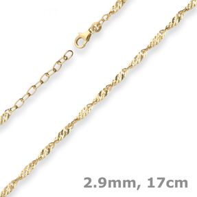 2,9mm Armband Singapurkette Goldarmband Armschmuck aus 585 Gold Gelbgold 17cm