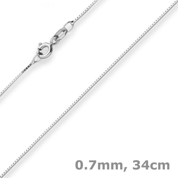 0.7mm Veneziakette aus 585 Weißgold 34cm