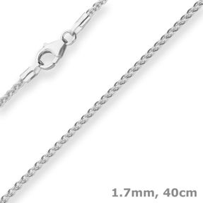 1,7mm Zopfkette Silberkette Collier Halskette aus 925 Silber 40cm