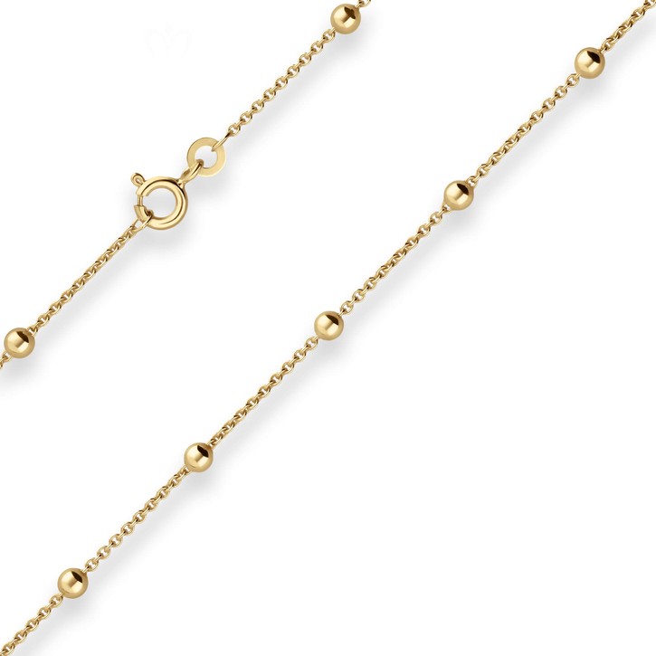 1.3mm Armband Rund-Ankerkette Kügelchen aus 333 Gelbgold 19cm