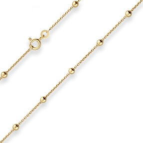 1,3mm Armband Rund-Ankerkette Kügelchen Armschmuck aus 333 Gold Gelbgold 19cm