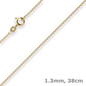 1,3mm Rund-Ankerkette Goldkette Collier Halskette aus 333 Gold Gelbgold 38cm