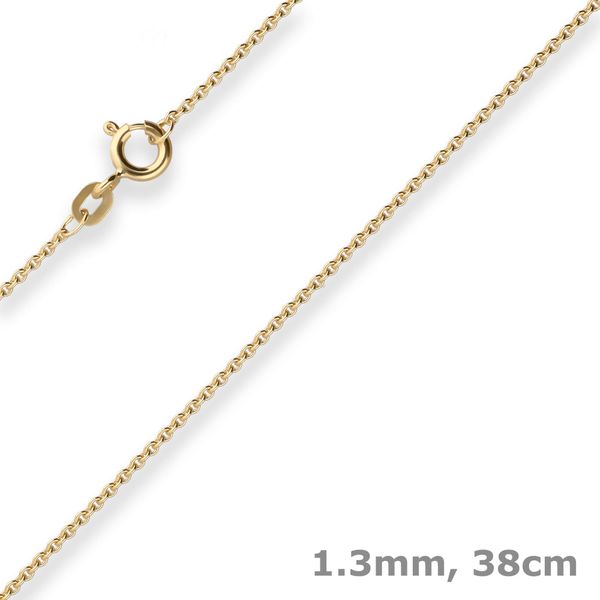 1.3mm Rund-Ankerkette aus 333 Gelbgold 38cm