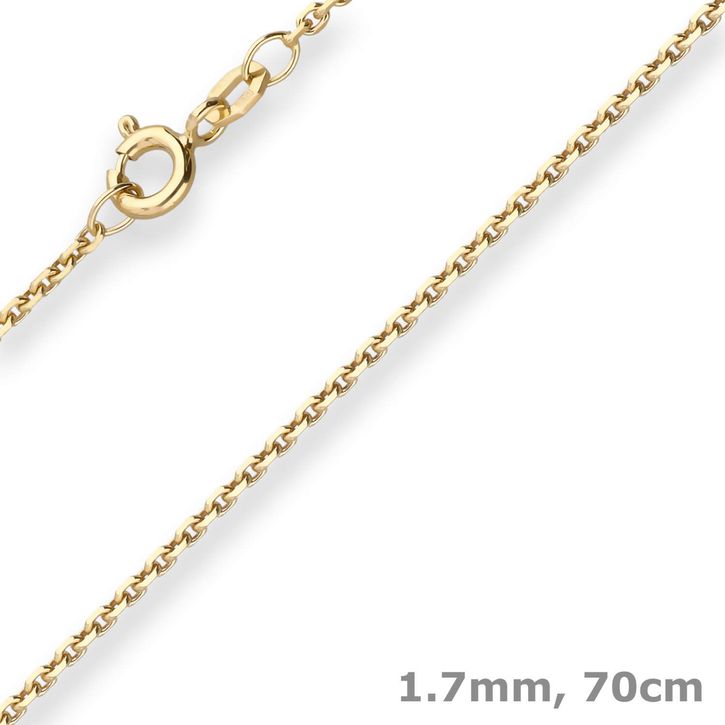 1.7mm Ankerkette diamantiert aus 333 Gelbgold 70cm