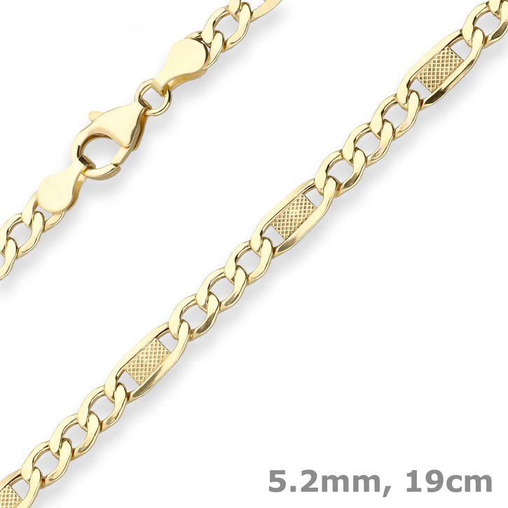 5.2mm Armband Fantasiekette hohl aus 333 Gelbgold 19cm