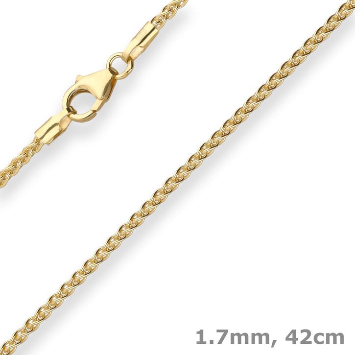 1.7mm Zopfkette aus 333 Gelbgold 42cm