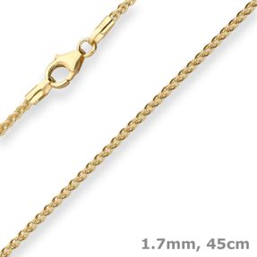 1,7mm Zopfkette Goldkette Collier Halskette aus 333 Gold Gelbgold 45cm