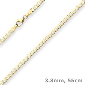 3,3mm Panzerkette weit Goldkette Collier Halskette aus 333 Gold Gelbgold 55cm