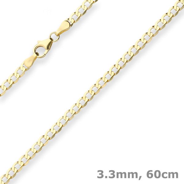 3.3mm Panzerkette weit aus 333 Gelbgold 60cm
