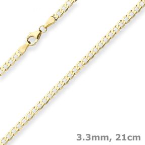 3,3mm Armband Panzerkette weit Goldarmband Armschmuck aus 333 Gold Gelbgold 21cm