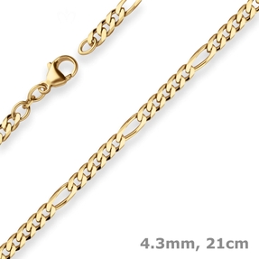 4,3mm Armband Figarokette diamantiert Armschmuck aus 333 Gold Gelbgold 21cm 4,3mm Armband Figarokette diamantiert Armschmuck aus 333 Gold Gelbgold 21cm