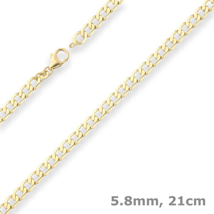 5.8mm Armband Panzerkette weit aus 333 Gelbgold 21cm