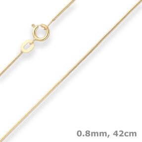 0,8mm Schlangenkette Goldkette Collier Halskette aus 333 Gold Gelbgold 42cm