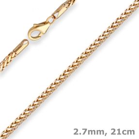 2,7mm Armband Zopfkette Goldarmband Armschmuck aus 375 Gold Gelbgold 21cm 2,7mm Armband Zopfkette Goldarmband Armschmuck aus 375 Gold Gelbgold 21cm