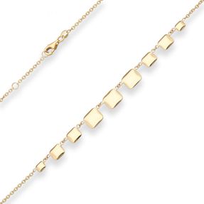 1,7mm Fantasiekette Armband 9 gewölbte Quadrate im Verlauf 375 Gelbgold 19cm