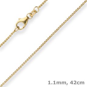 1,1mm Zopfkette Goldkette Collier Halskette aus 375 Gold Gelbgold 42cm