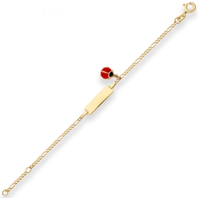 1,9mm Id-Armband Figarokette diamantiert Marienkäfer aus 375 Gold Gelbgold 14cm 1,9mm Id-Armband Figarokette diamantiert Marienkäfer aus 375 Gold Gelbgold 14cm