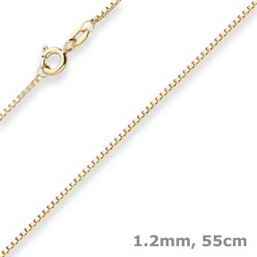 1,2mm Veneziakette Goldkette Collier Halskette aus 375 Gold Gelbgold 55cm