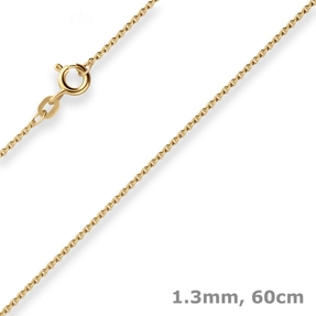1,3mm Rund-Ankerkette Goldkette Collier Halskette aus 585 Gold Gelbgold 60cm