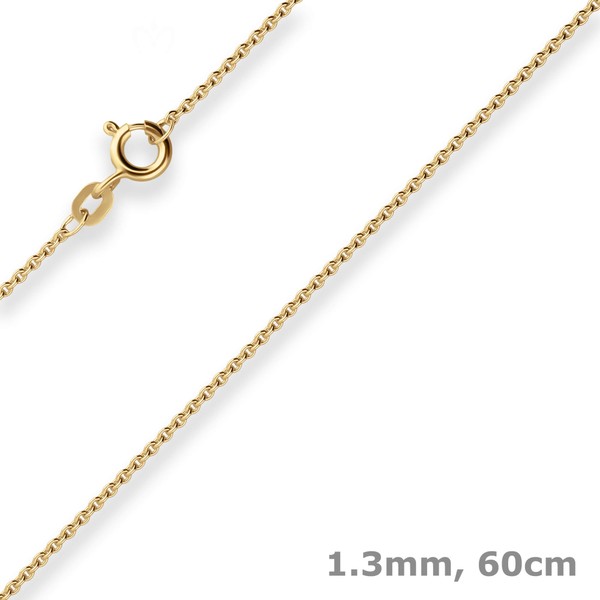 1.3mm Rund-Ankerkette aus 585 Gelbgold 60cm