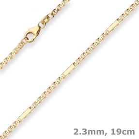 2,3mm Armband Panzerstegkette Goldarmband Armschmuck aus 585 Gold Gelbgold 19cm