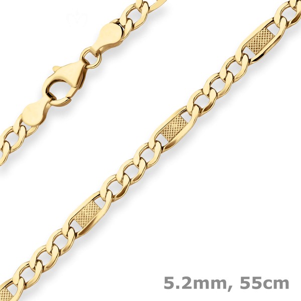 5.2mm Fantasiekette hohl aus 585 Gelbgold 55cm