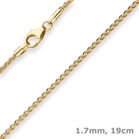 1,7mm Armband Zopfkette Goldarmband Armschmuck aus 585 Gold Gelbgold 19cm