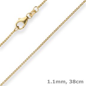 1,1mm Zopfkette Goldkette Collier Halskette aus 585 Gold Gelbgold 38cm