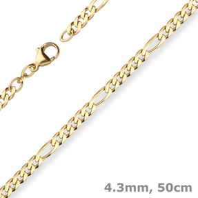 4,3mm Figarokette diamantiert Kette Collier Halskette aus 585 Gold Gelbgold 50cm