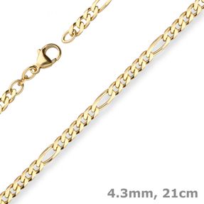 4,3mm Armband Figarokette diamantiert Armschmuck aus 585 Gold Gelbgold 21cm
