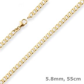 5,8mm Panzerkette weit Goldkette Collier Halskette aus 585 Gold Gelbgold 55cm